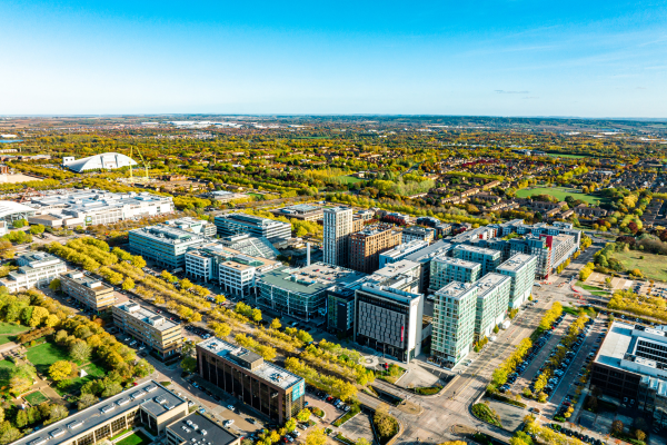 An overhead view of Milton Keynes